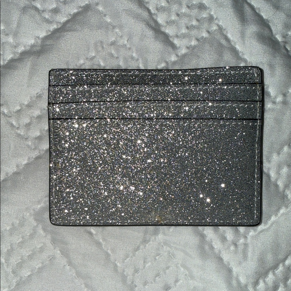 kate spade glitter card case in silver sparkle - Picture 2 of 4
